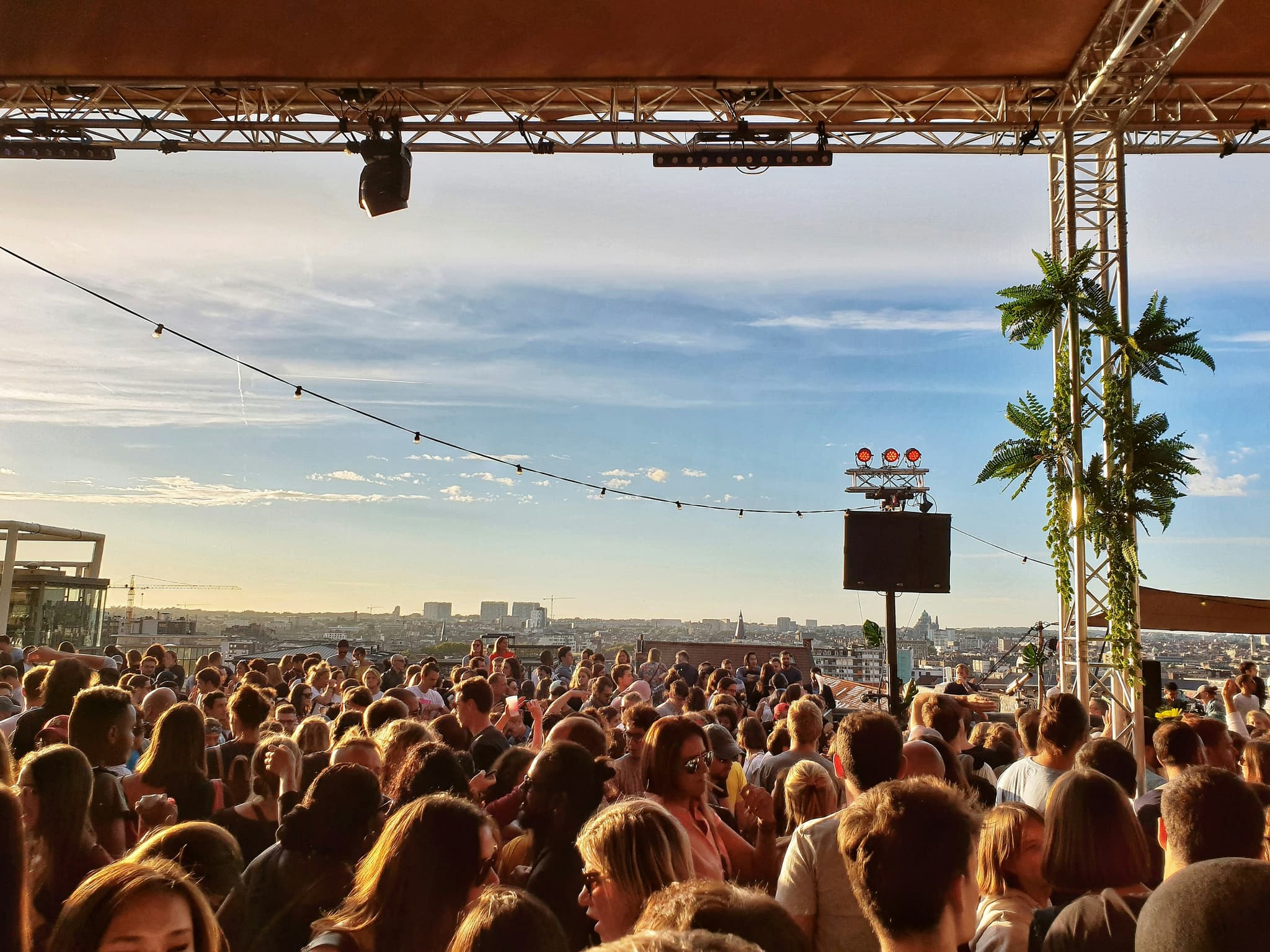 Rooftop crowd at a live event